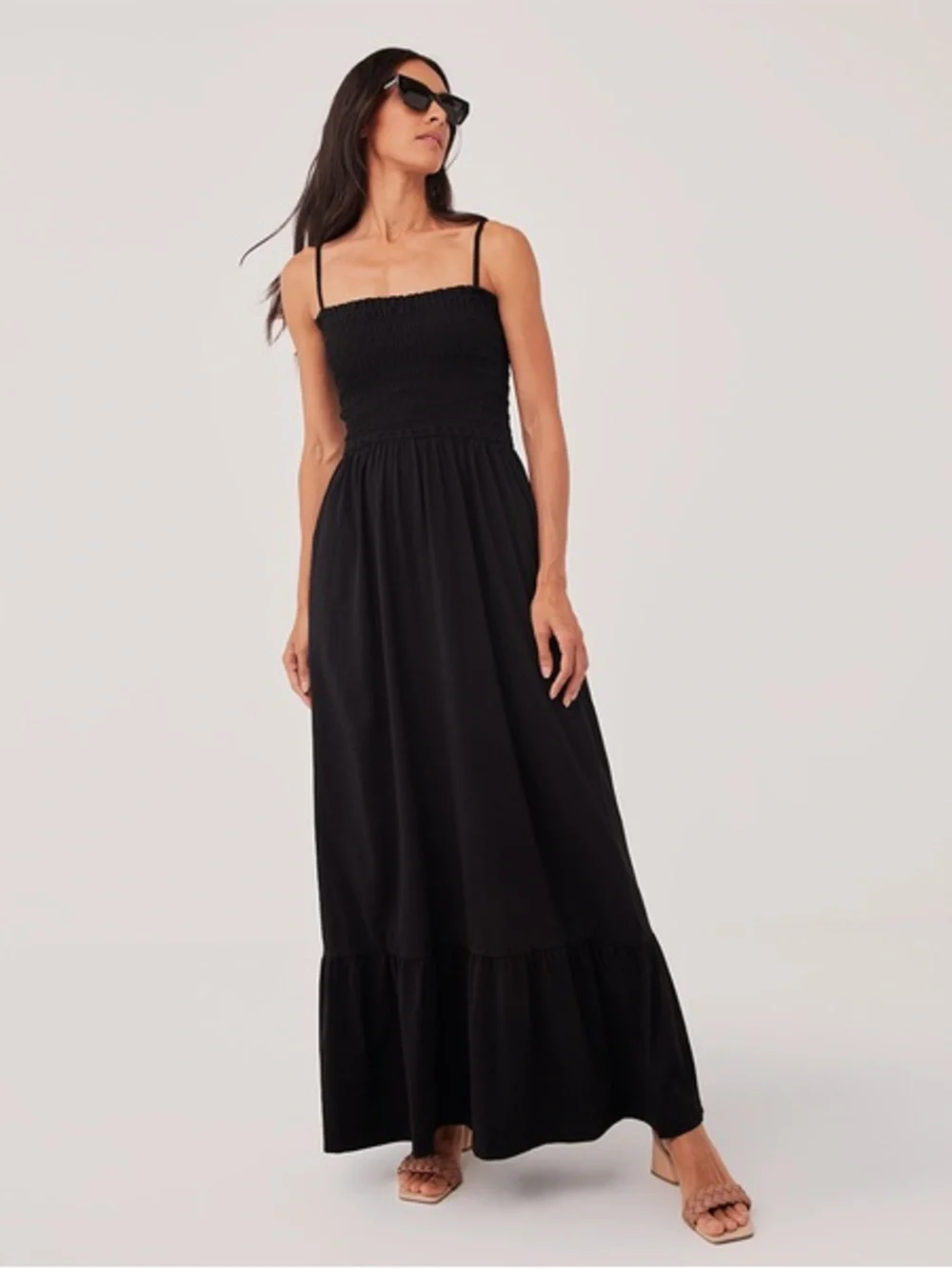 Pact Soirée Burgundy Smocked Maxi Dress Medium - Picture 2 of 6